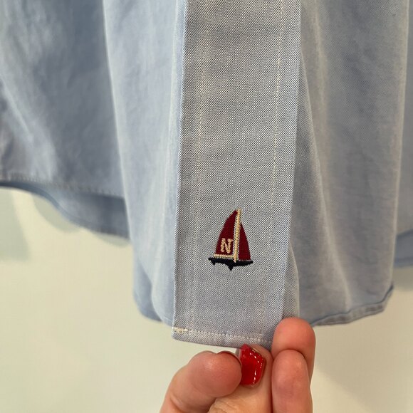 Nordstrom Blue Dress Shirt Size 16/35 Cotton Button Down Collar Work Office - Picture 6 of 7